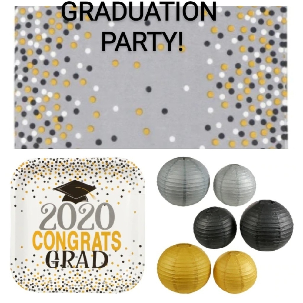 Graduation Party Plates Napkins, Paper Chandeliers